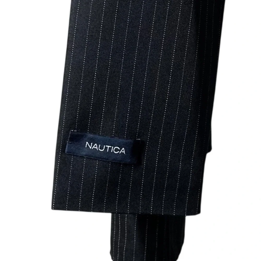 New Nautica Boys Pinstripe Blazer Black White Formal Suit Jacket‎ Size 4T/4 Reg